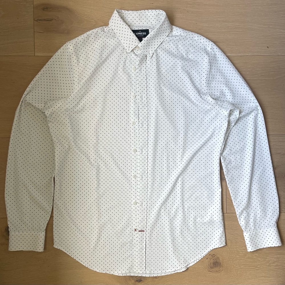 Express Performance White Dotted Shirt
